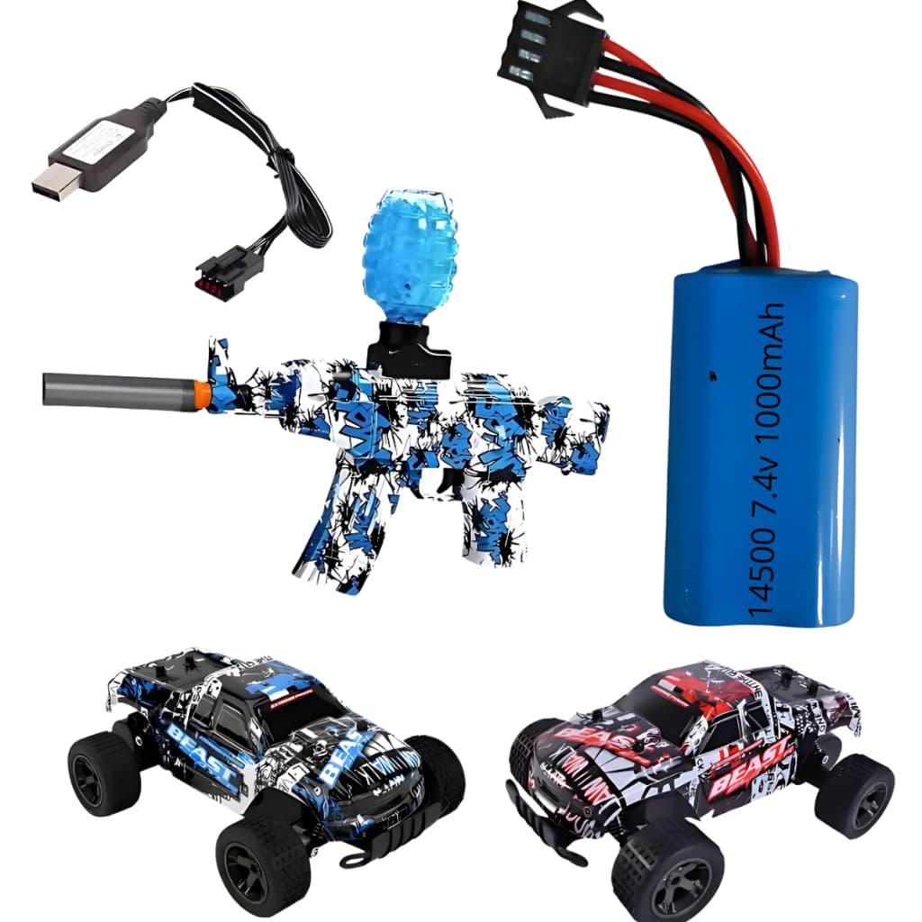 kit cabo para bateria de arminha de gel carrinhos e baterias 4 pinos completo