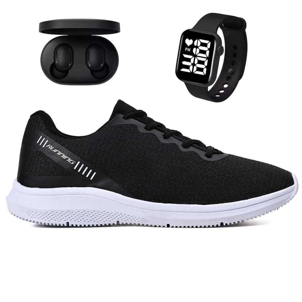 Tênis Feminino Masculino Esportivo 2000 Corrida Caminhada Treino Uzze Novo Relógio Fone