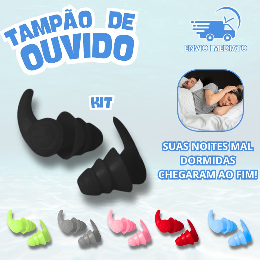 Kit 4 2 1 Pares Protetor Auricular Tampão de Ouvido Silicone Antirruído Dormir Estudo Natação
