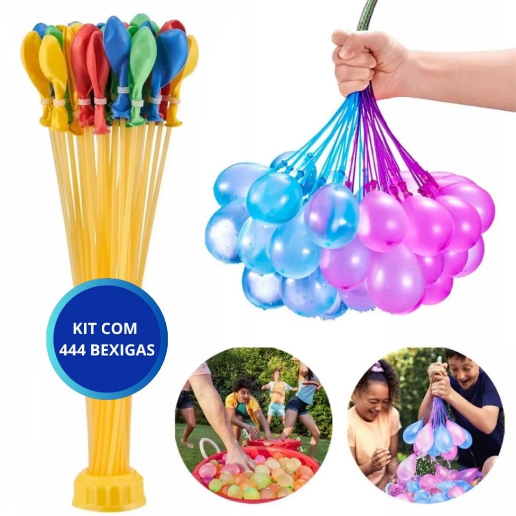 Kit 444 Bexigas De Água Coloridas - Guerra D'água Balões Brincadeira Enche Fácil