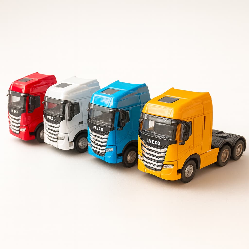 Miniatura Caminhão Trucado Iveco Stralis Hi-Way Escala 1/42 em Metal Colecionável Realista Som/Luz