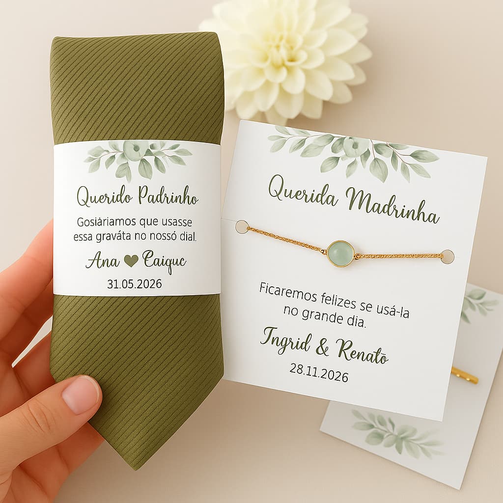 ENVIO IMEDIATO - Kit Tag para Gravata + Tag para Pulseira - padrinhos e madrinhas  - casamento