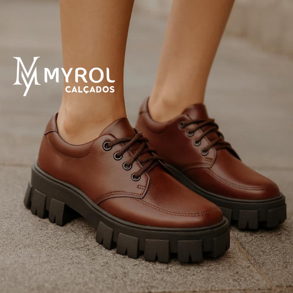 Sapato Oxford Tratorado de Amarrar Chunky Casual