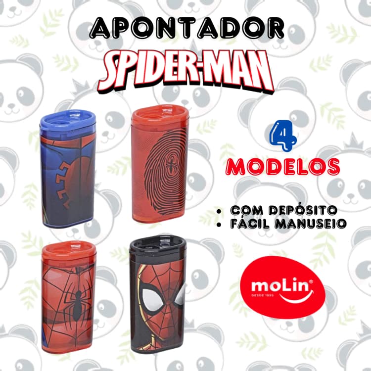 Apontador com Depósito Homem Aranha 1 Furo Unidade 4 modelos | Molin