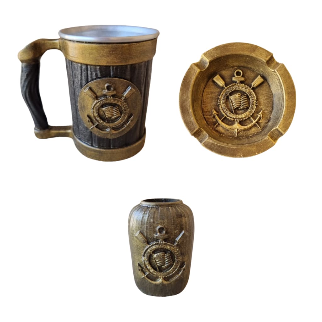 Kit Cinzeiro e Caneca artesanal Corinthians  - Resina - Futebol
