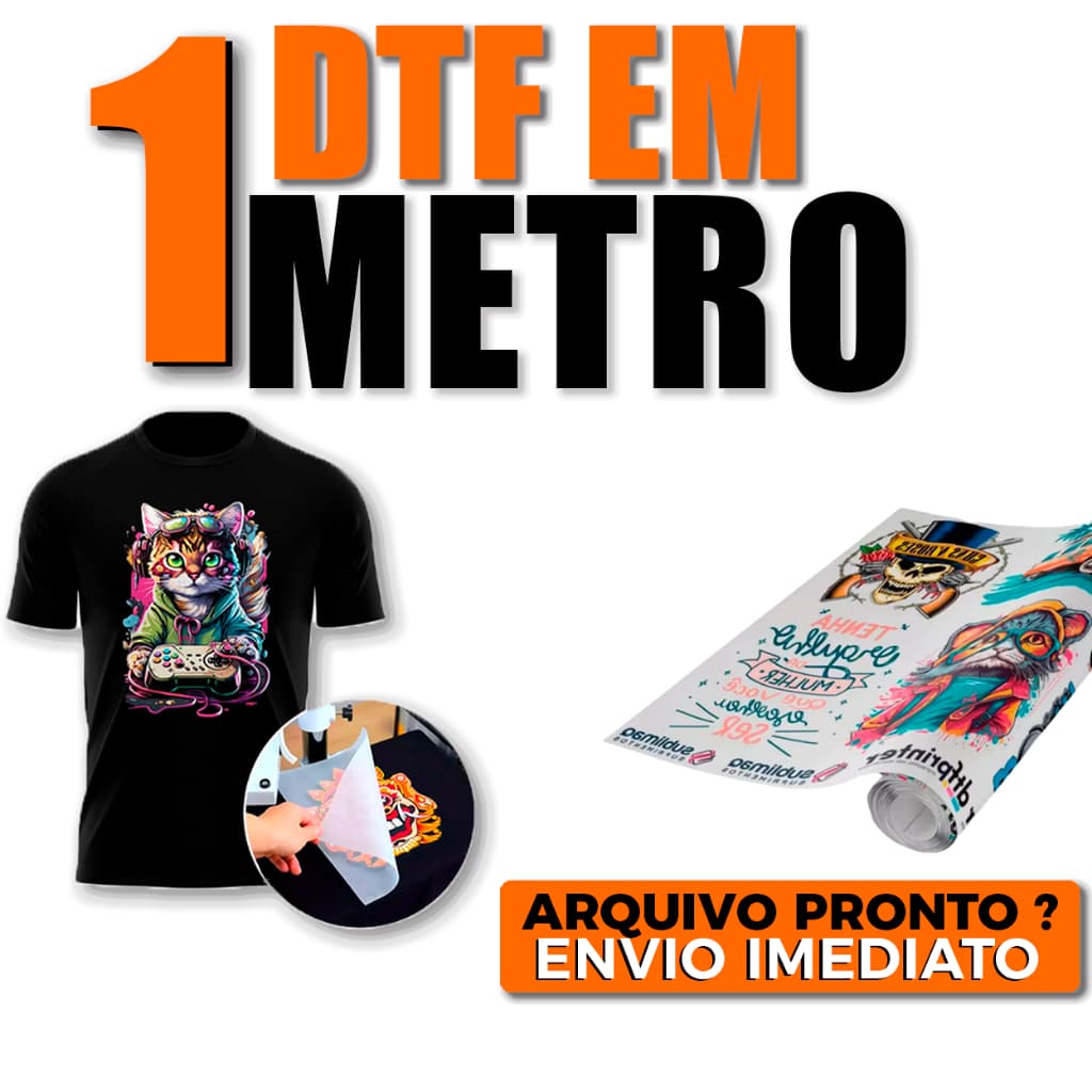 1 Metro DTF 58cm x 100cm Tenha sua Arte Enviamos de Imediato Impressão DTF Textil Pronto Aplicação