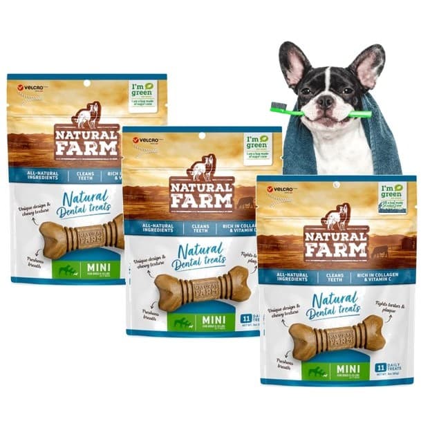 Petisco NATURAL FARM MINI Dental 85g Higiene Bucal Mau Hálito e prevenção de tártaro