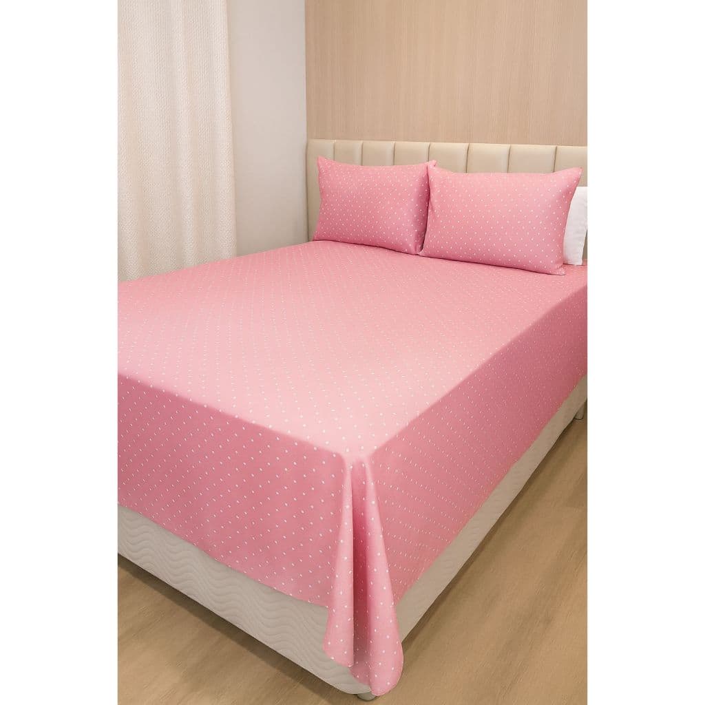 Jogo de Lençol Cama Solteiro/Casal/Casal Box Premium Poá e Estampado 2PÇ/3PÇ Percal Flex 180 Fios.