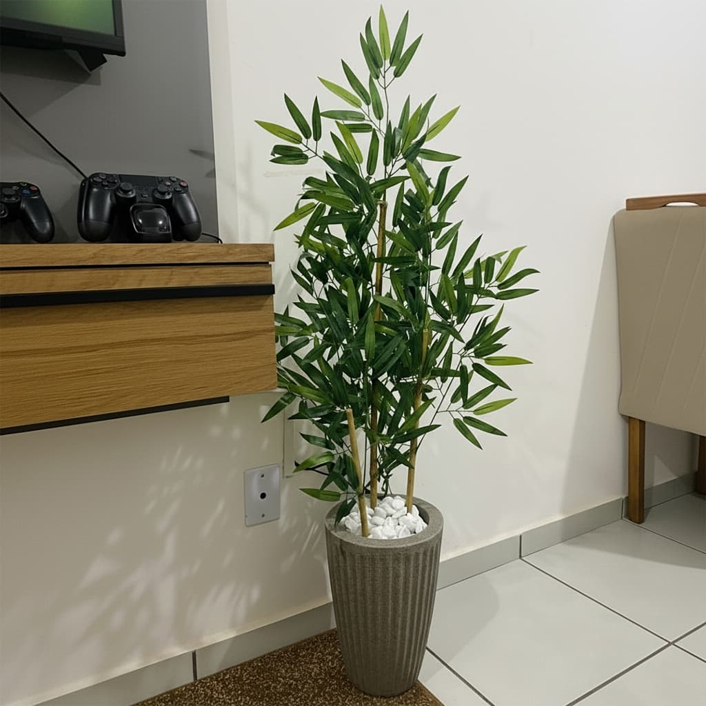 Planta Realista Bambu Artificial Sorte 1 Metro Vaso Decorativo