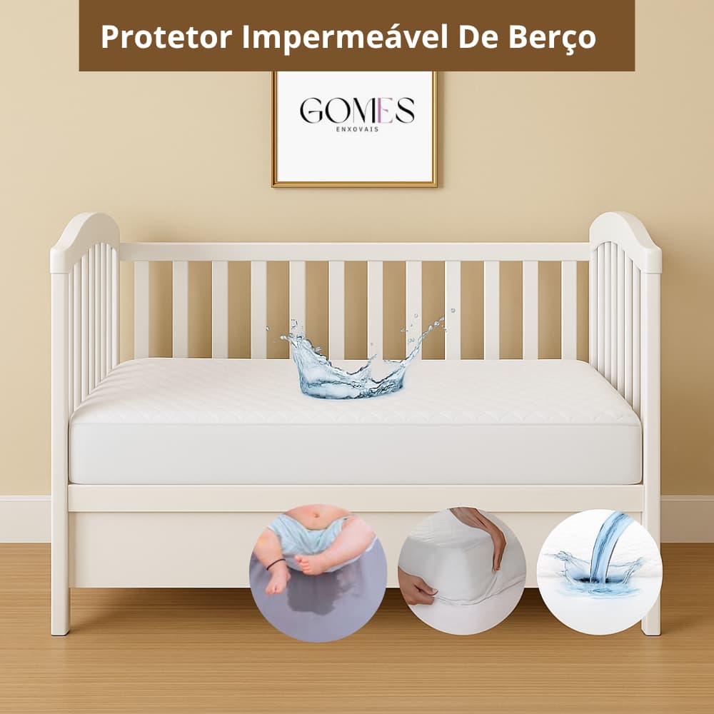 Capa Protetora De Colchão Impermeável Para Bebe Berço Anti Mofo