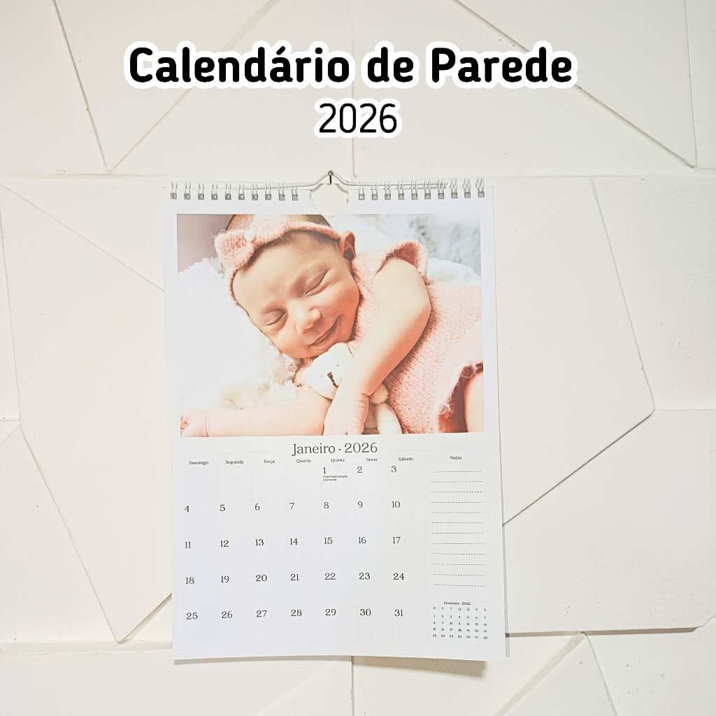 Calendário de Parede 2026 - Personalizado com Fotos
