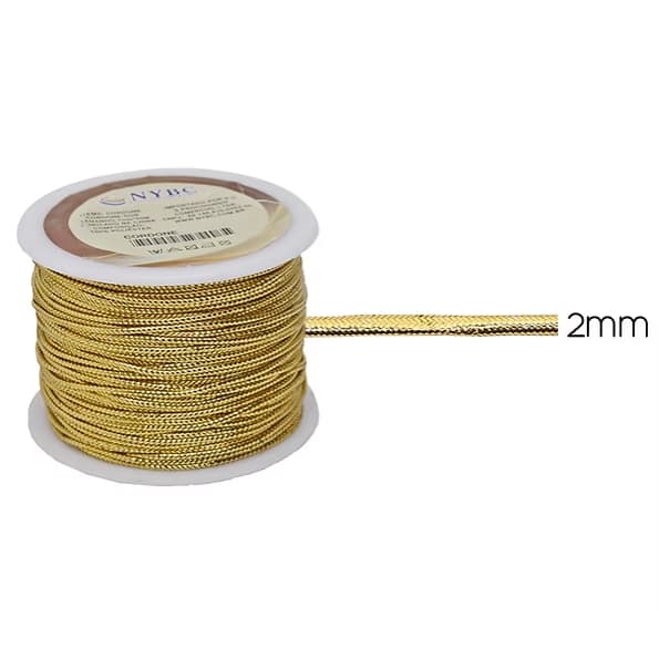 Cordão Metalizado Cordone 2mm Ouro e Prata 50 metros - NYBC