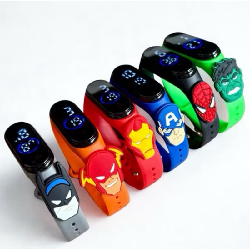 Relógio Infantil Super Herói Personalizado Led Digital à Prova D’água