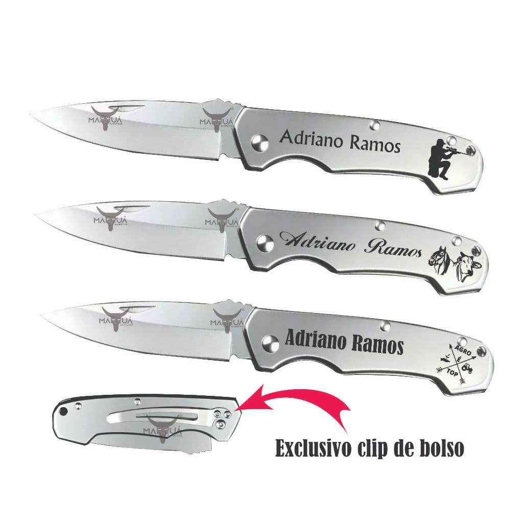 Canivete Inox  de Bolso Barretos Marruá J Personalizado a Laser