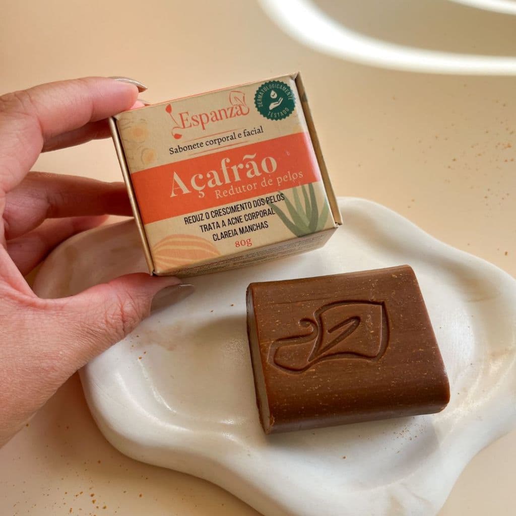 Sabonete de Açafrão Depilação natural, reduz foliculite manchas Espanza ORIGINAL EFICÁCIA COMPROVADA
