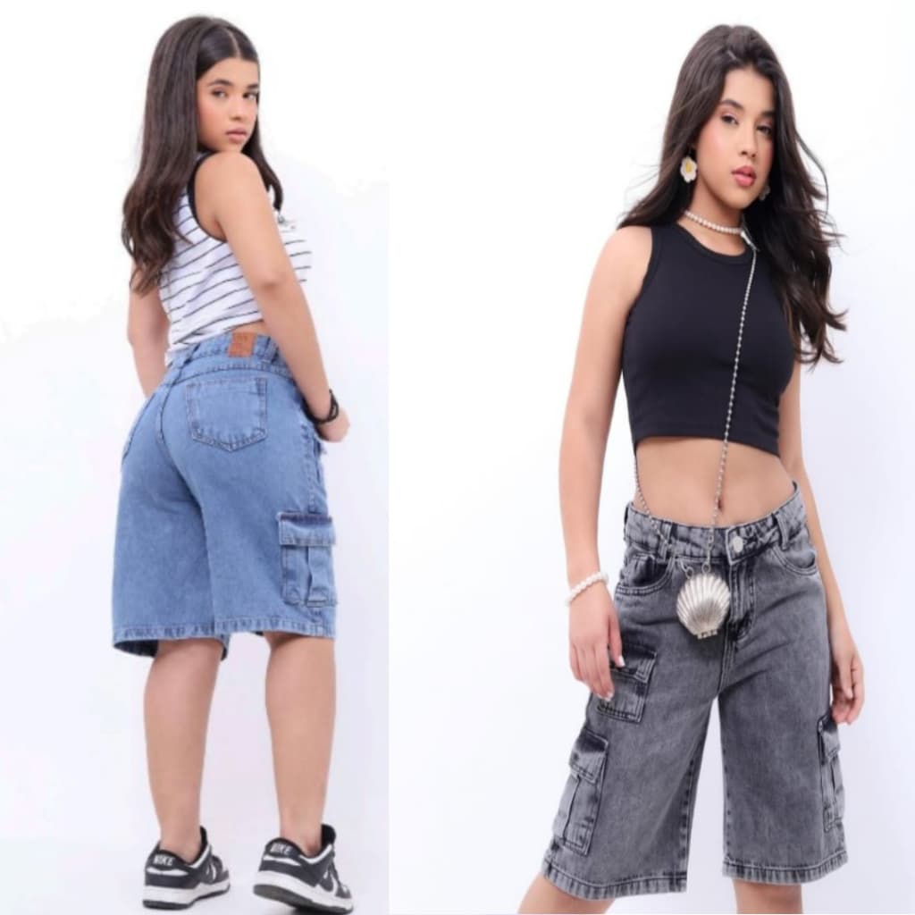 Bermudas Cargo Modelo Jorts infatil e adulto   do 8 ao 36