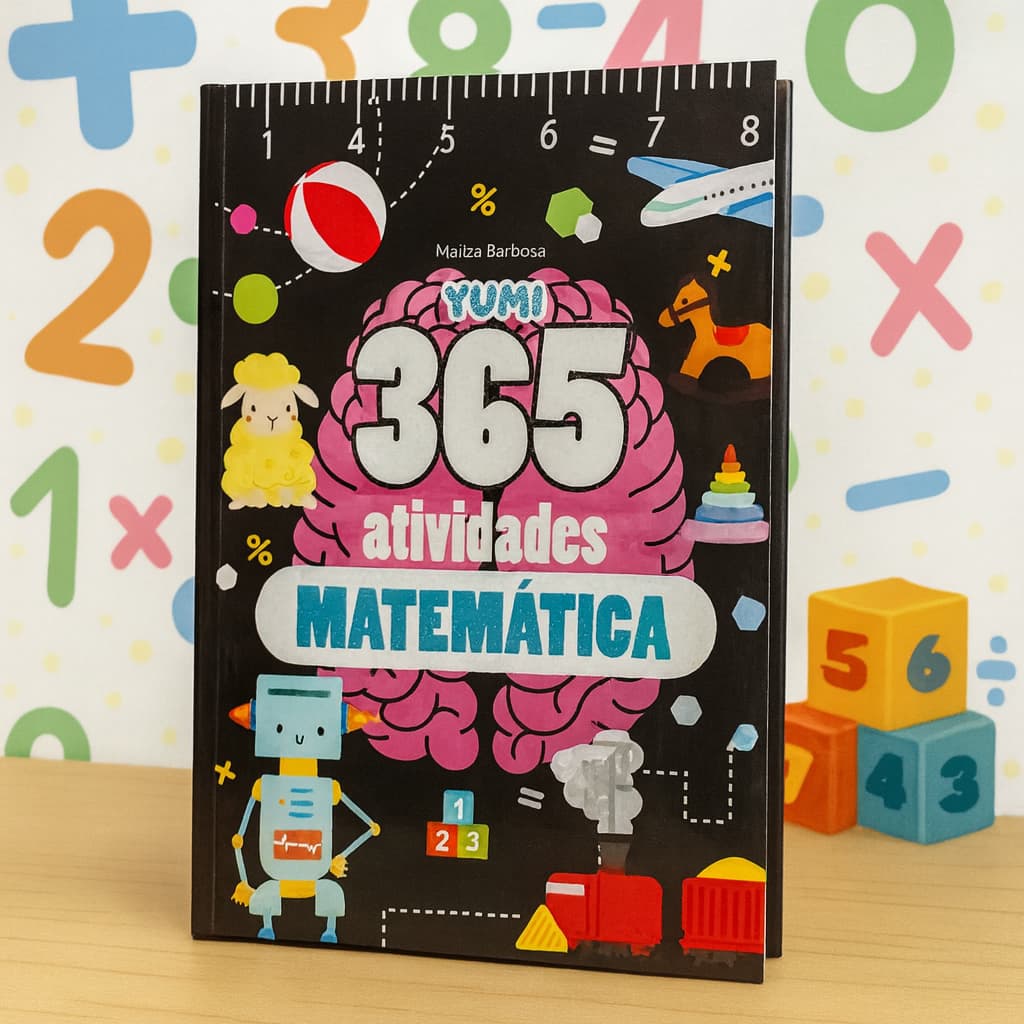 Livro Infantil 365 Atividades Para Treinar Estudar Matemática Capa C/ Glitter Premium