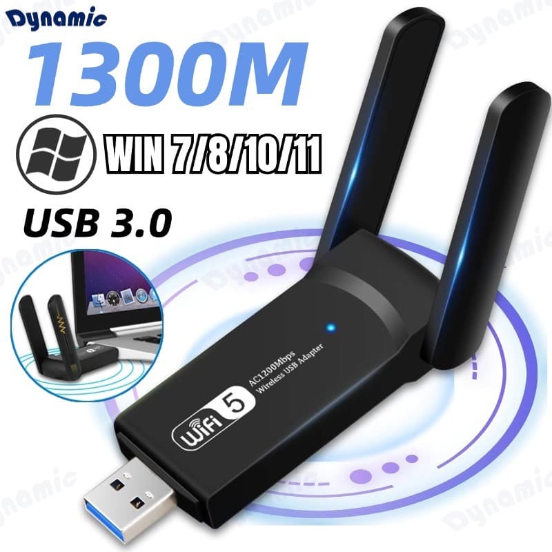 Adaptador Wifi Dual Band 2-4G e 5G 1300mbps Antena Wireles Placa De Rede Notebook PC