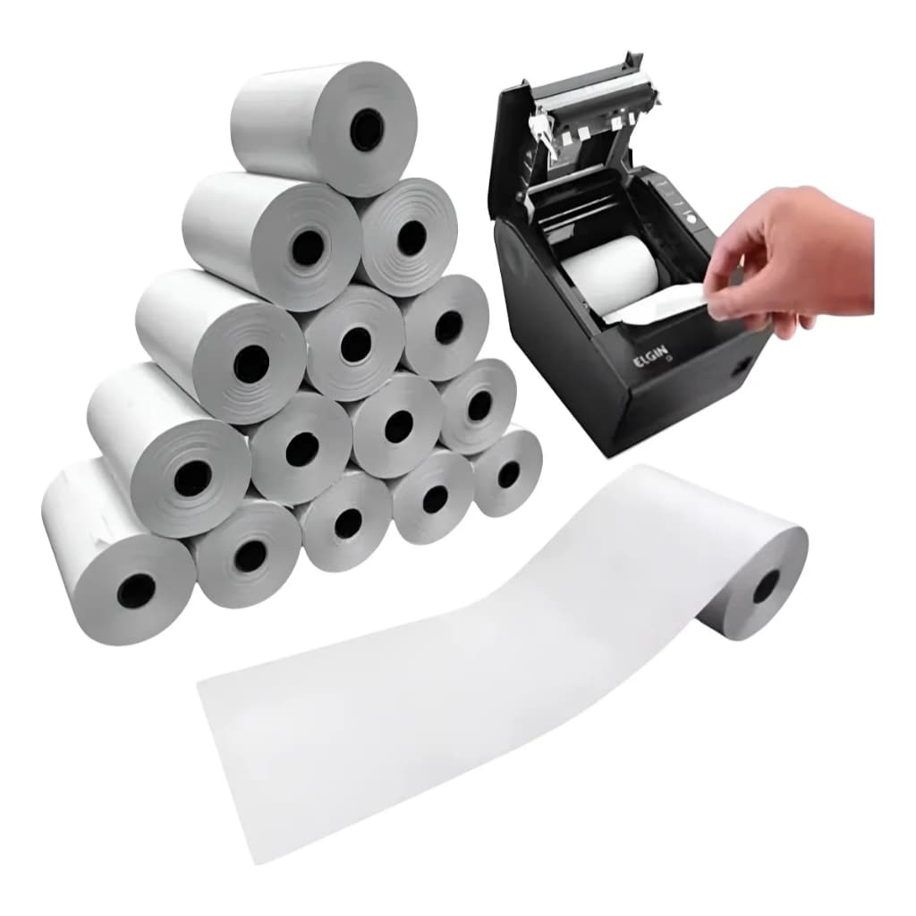 Bobina Térmica 80x40 Cupom Fiscal branca com 30 unidades PDV p/ impressora