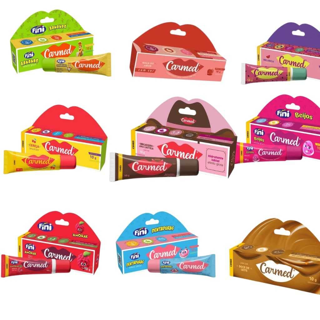 Kit 10 Hidratantes Labiais – Carmed Ana Castela + Fini – 10 Sabores Sortidos