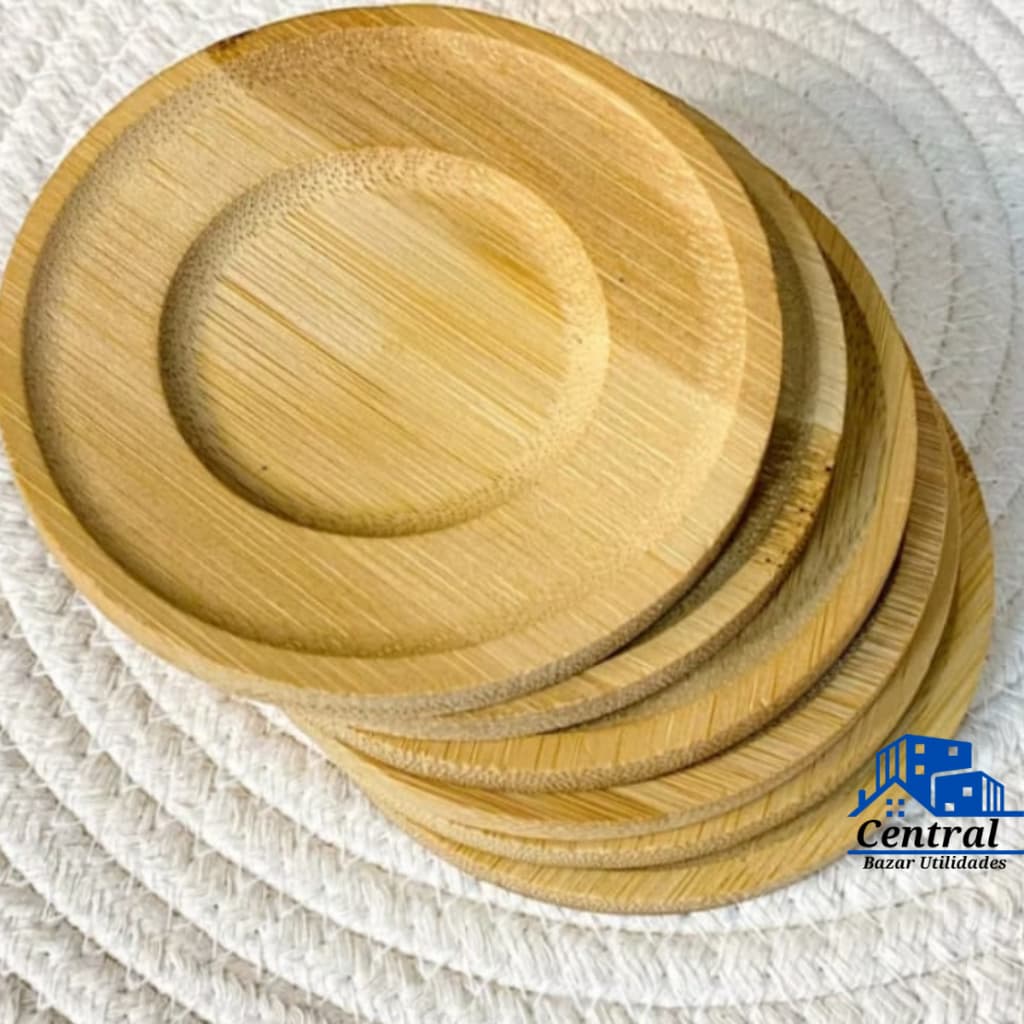 KIT Porta Copo Pires de Bambu Xicara Taça Copo Redondo Refinado