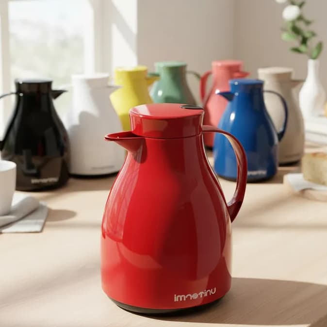 Garrafa Térmica de café Paris Bule 500 ML Para Café Chá Linha Premium Gatilho Unitermi vermelho preto 0,5l