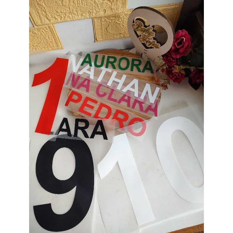 Personalize sua camiseta Nome+número termocolante para tecidos  com 4 centímetros de altura aplica com o ferro de passar