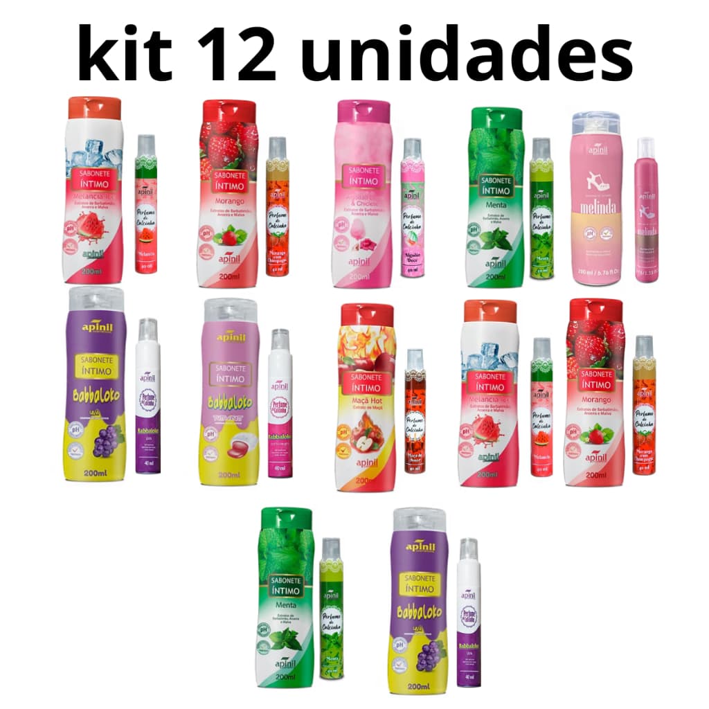 Kit com 12 unidades 6 Perfume de Calcinha +  6 Sabonete íntimo