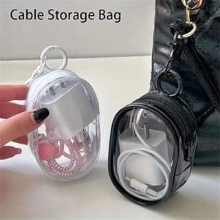 Mini Bolsa Portátil Com Ziper Transparente Estojo para Fone de ouvido, Carregador, batom, Diversos Acessórios