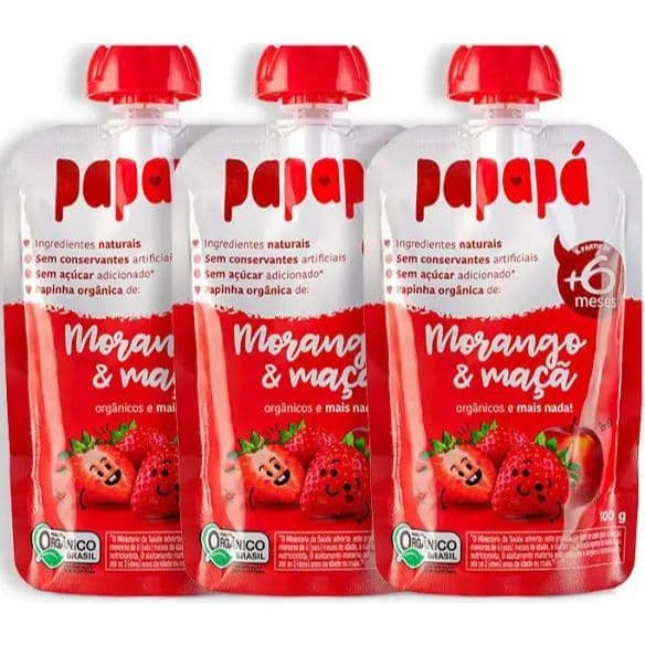 Papinha Papapá - Morango e Maçã - 100g  +6meses