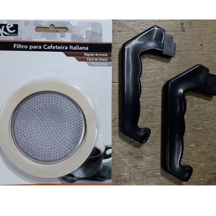 Kit 3 Borrachas + Filtro + 2 Alças Cafeteira Italiana 6 Cafés