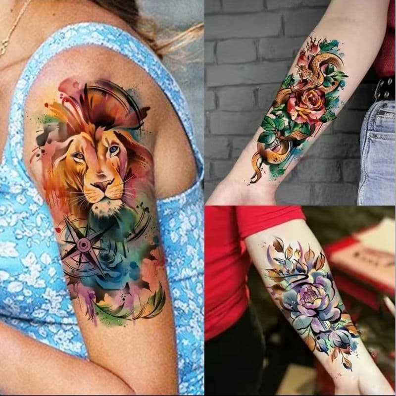 Tatuagem Temporária Kit 10 uni + 1 Piercing Falso De Nariz Tatoo Fake Realista Feminino 3D Resistente a Água