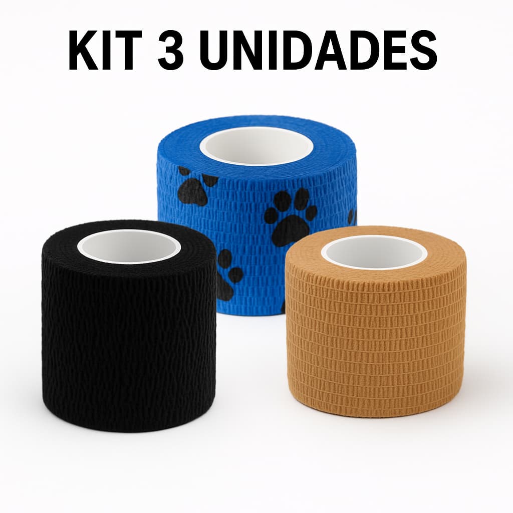 KIT 3 bandagens Camufladas Patinhas elasticas para Tattoo atadura Pets Podologia