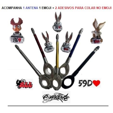 Antena Corta Linha Pipa Guidão + Enfeite Coelho