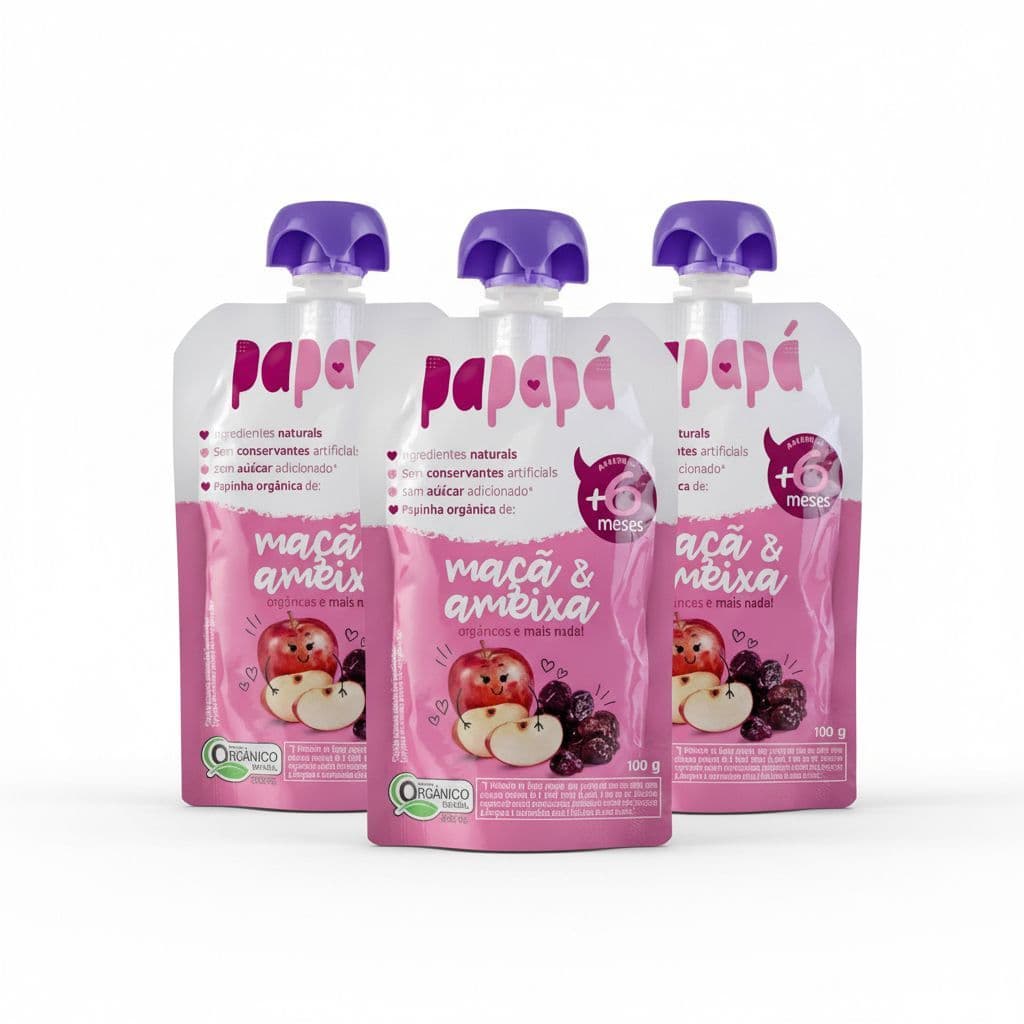 Kit Papinha Papapá - Maçã & Ameixa - 100g +6Meses