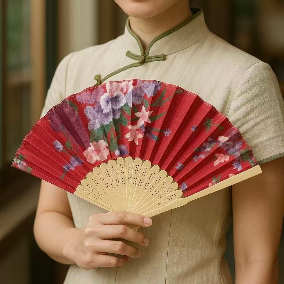 Leque De Mão Leque Oriental Japonês Varias Estampas Diversas Cores Neutras Madeira Ventilador de Mão