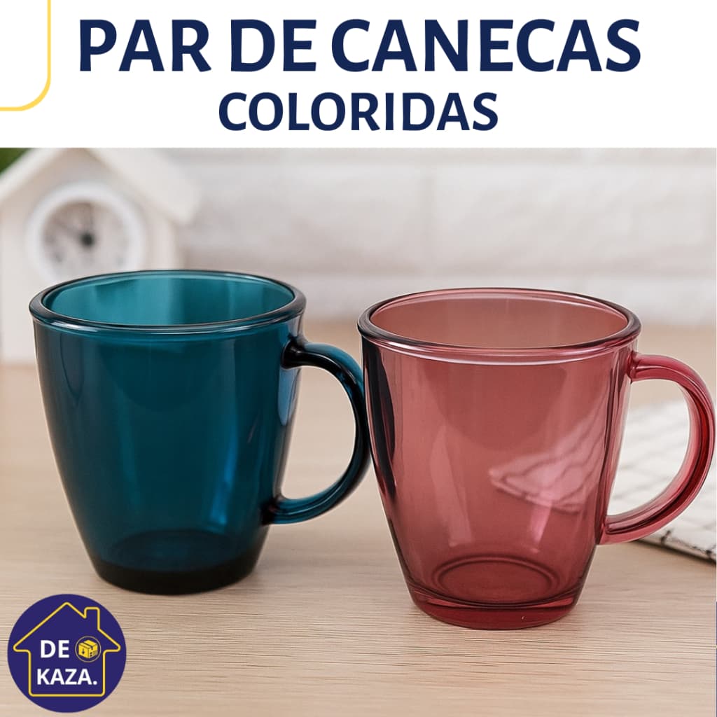 Jogo 2 Canecas de Vidro Coloridas Sortidas 365ml Dolce Home