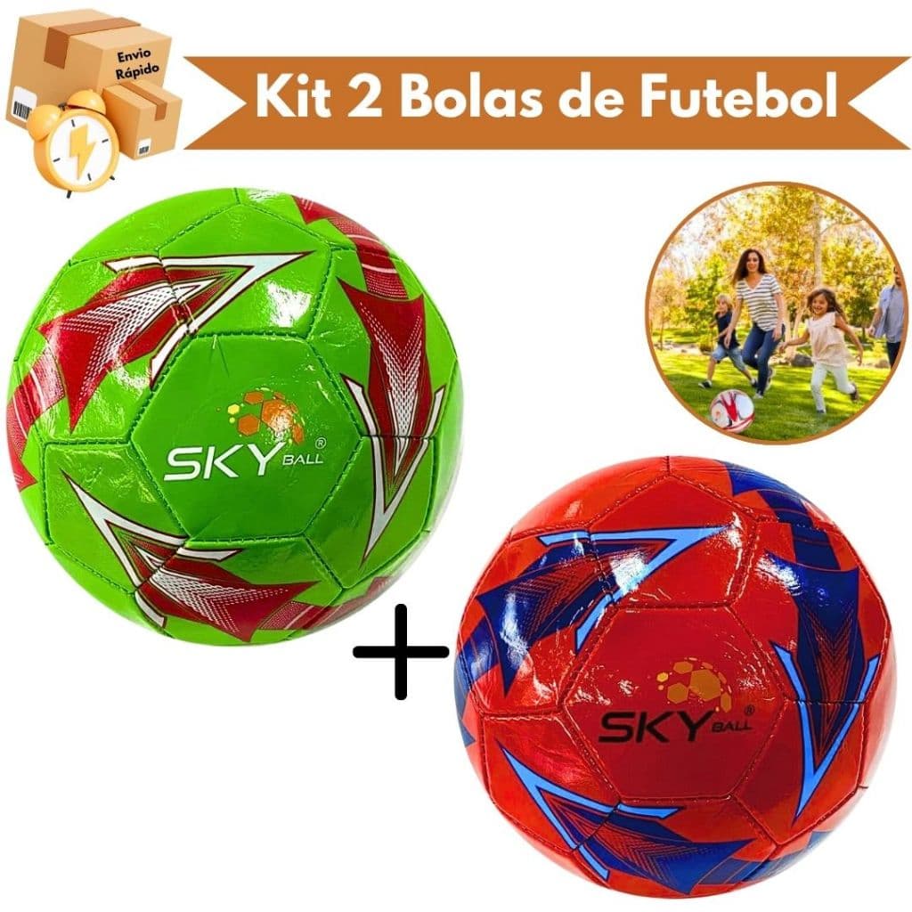 Kit 2 Bola De Futebol Para Campo PVC Tamanho 5 Cores Sortidas