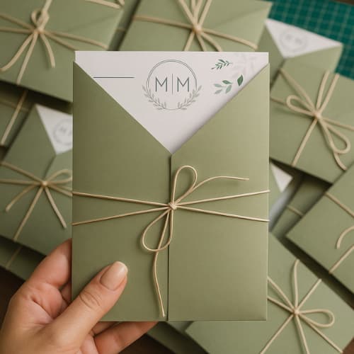 Convite Casamento Elegante Envelope com Laço – Cores Personalizáveis