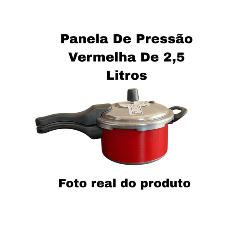 PANELA DE PRESSÃO 2,5 LITROS - FECHAMENTO EXTERNO - VERMELHA