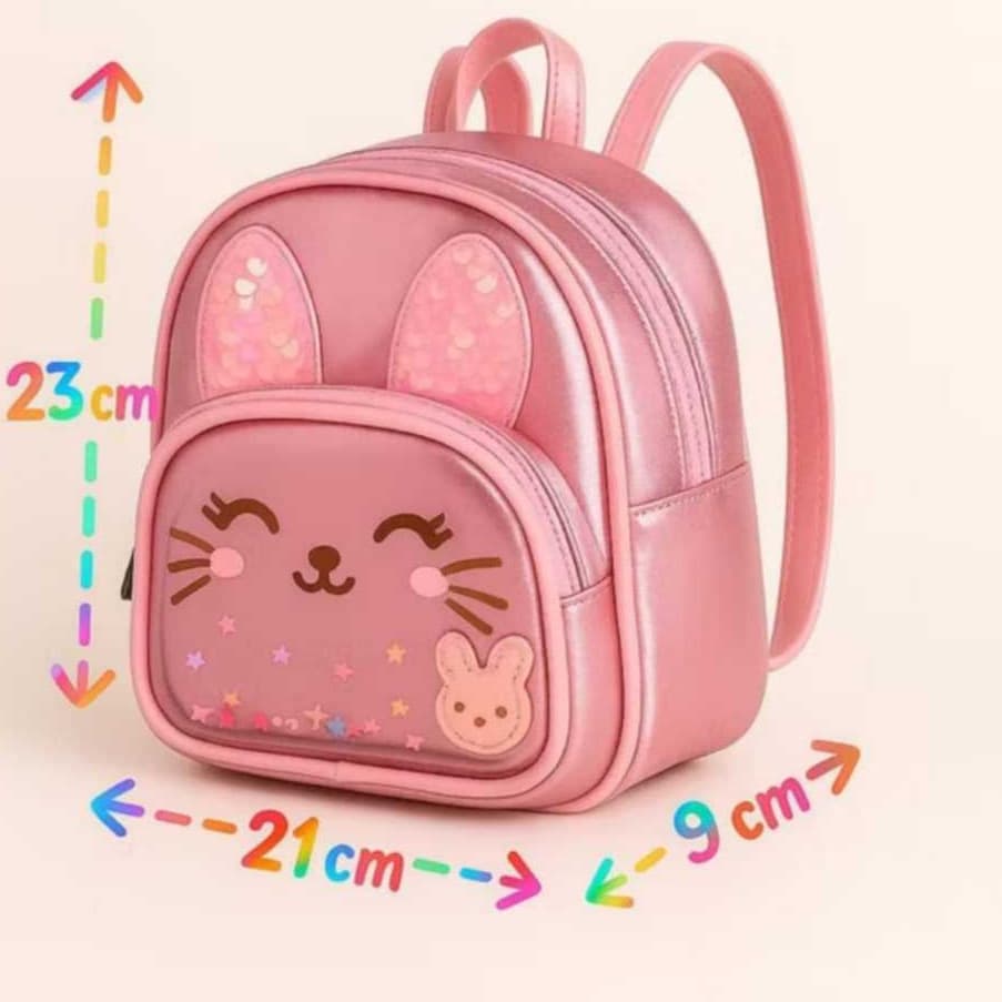 Mochila Infantil Gatinha Feminina com Lantejoulas Rosa Brilhante Para Meninas Presente Escola Passeio