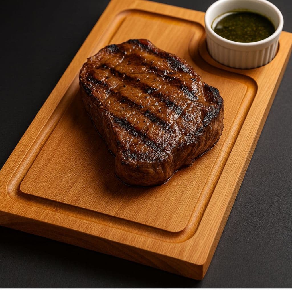 Tabua De Carne Para Churrasco Rústica em Eucalipto + Porta Molhos