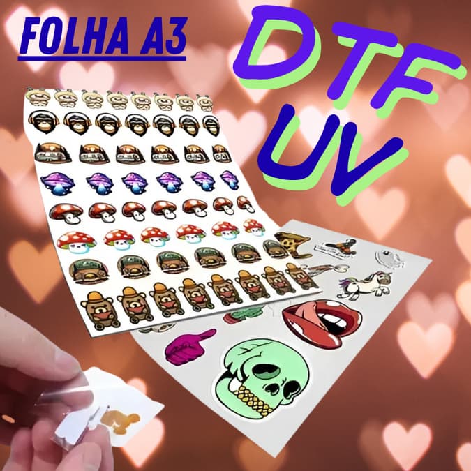 Folha A3 DTF uv Adesivos para Personalizados Antes de Comprar Ja tenha Suas Imagens Prontas