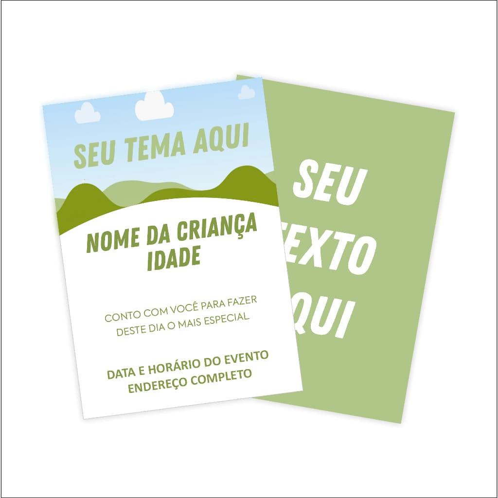 Convite de Aniversario frente e verso + envelope