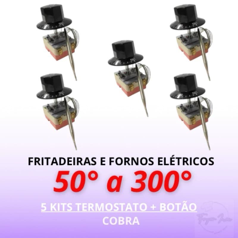 5UN Termostato com botão 16a 50 300 fritadeiras e fornos