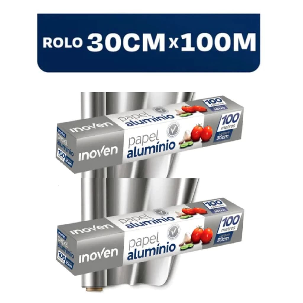 Kit 02und - Papel Aluminio Grande 100 METROS X 30 CM