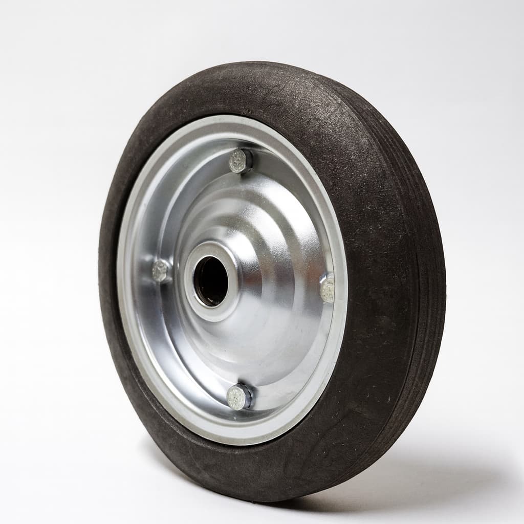 RODA 9" PARA CARRINHO DE MÃO CARGA LIXEIRA PLATAFORMA ANDAIME BORRACHA MACIÇA NÃO FURA