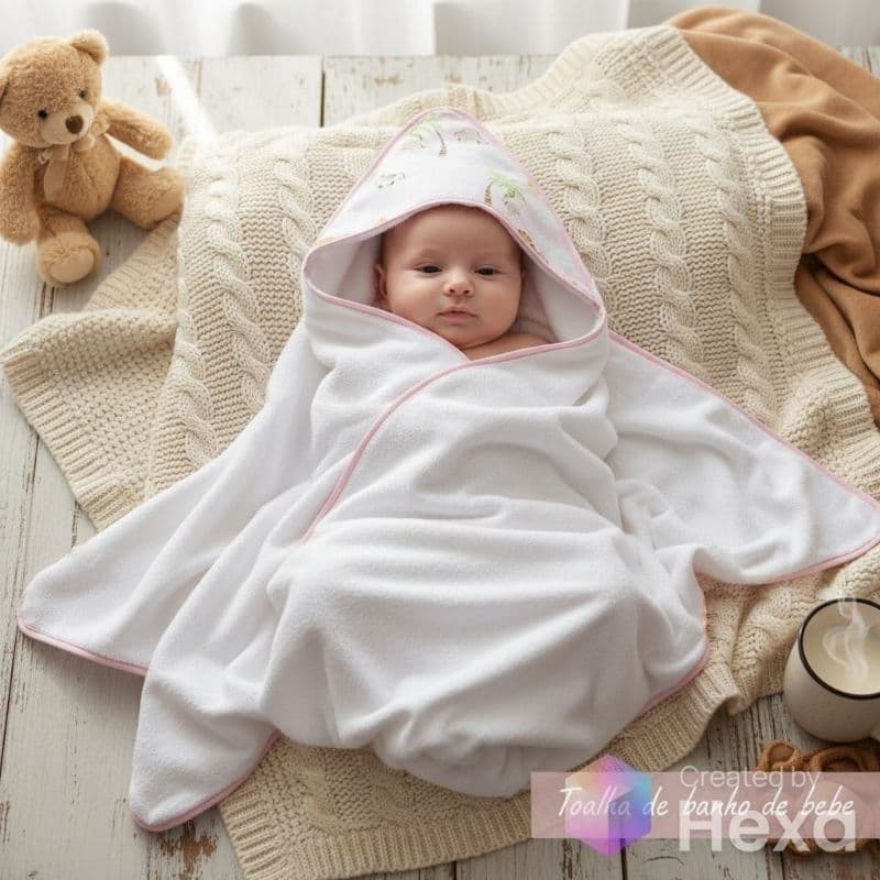 Toalha Felpuda de Banho de Bebe 0,70x0,70
