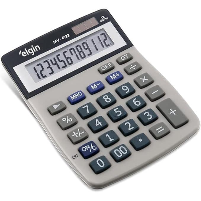 Calculadora de Mesa MV4122 Cinza 12 Dígitos Elgin