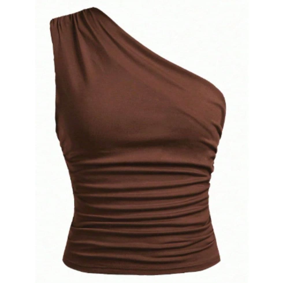 Blusa Um Ombro Só Feminina Elegante Tecido Viscose com Elastano tamanhos PP ao GG